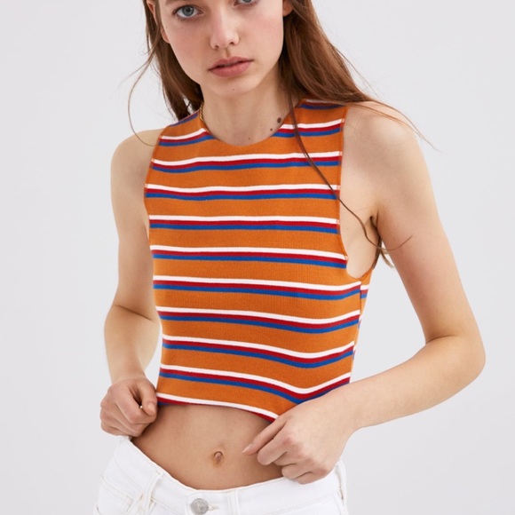 Zara Tops - Zara Striped Sleeveless Top Orange Blue 241/t
